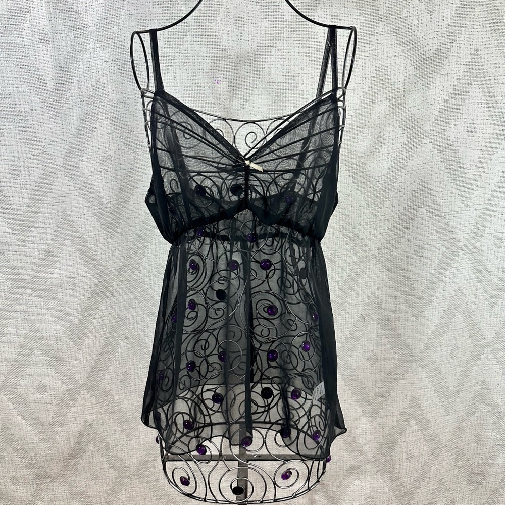 Ravissante Toute la nuit black sheer lingerie babydoll size M/L - Picture 1 of 8